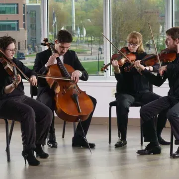 Students playing in the Clearwater Recital Hall in Pablo Center